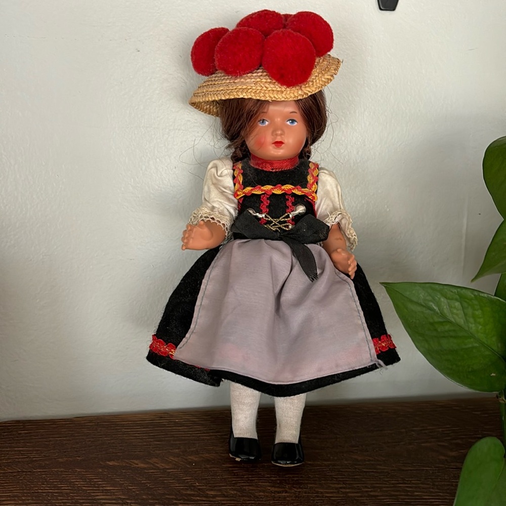 Vintage midcentury German girl souvenir doll